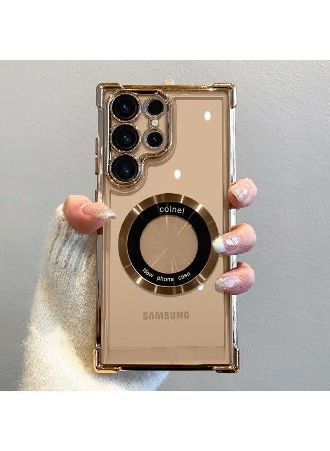for Samsung Galaxy S25 Ultra Case MagSafe Compatible Military Airbag Shockproof - Electroplated Transparent Slim Thin Cover - Image 1